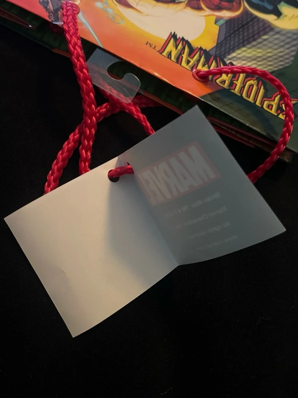 2004 Marvel Spider-Man Gift Bag with Red Rope Handles and Yellow Accents
